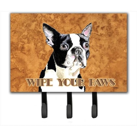 Carolines Treasures Carolines Treasures SC9140TH68 6 x 9 In. Boston Terrier Wipe your Paws Leash or Key Holder SC9140TH68